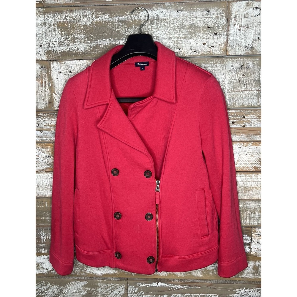 Splendid Womens Red Pea Coat with shoulder pads L